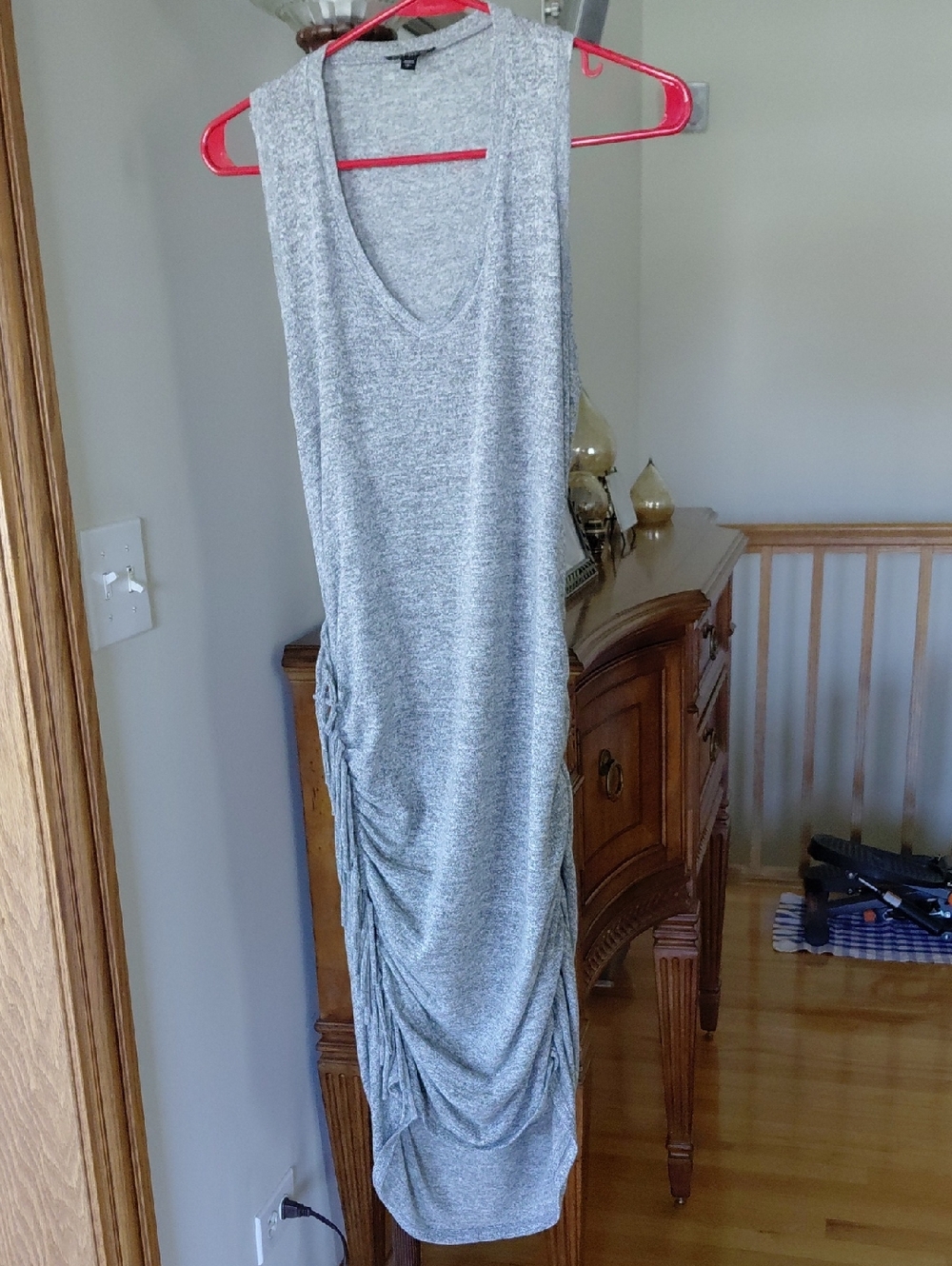 Heather Gray Knit Ruched Dress
